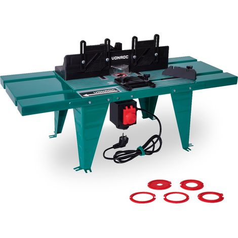 Vonroc – Table de fraisage pour défonceuse 1800W – Plateau 870x335mm – Pour rainures et coupes biseautées – Interrupteur de sécurité inclus