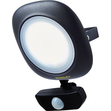 Stanley Round 30 Watt Outdoor Black Floodlight Integrated LED with PIR Motion Sensor (1/3)