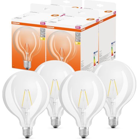 OSRAM Lampada a LED LED Star Globe 125 per base E27, forma del globo, FIL, 250 lumen, bianco caldo, 2700k, sostituzione per lampadine da 25 W convenzionali, non dimmerabile, 4 pacchetti