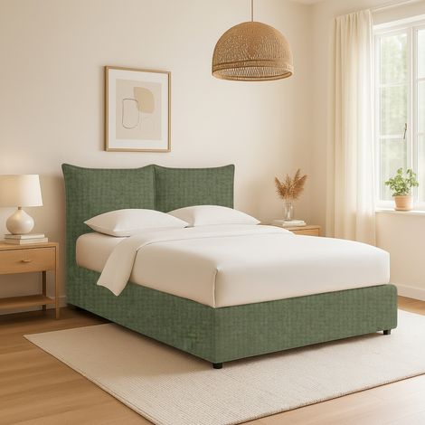 Letto Singolo Newquay, Sfoderabile, Contenitore Made in Italy, Verde (1/5)