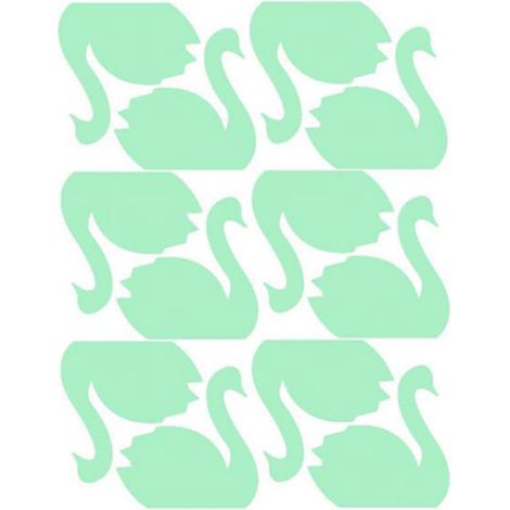 Set mit 12 leuchtenden Wandaufklebern mit Cartoon-Schwänen, grünes PVC, 7 x 7 cm, für die Kinderzimmerdekoration
