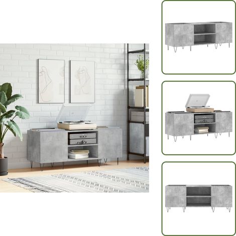 Schallplattenordnung - vidaXL Plattenschrank Betongrau 121x38x48 cm Holzwerkstoff - Plattenspielerregal (1/5)