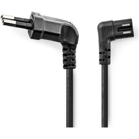 Câble D'alimentation - 3 M - Connecteur Euro Mâle - Coudé À Gauche - Plaqué Nickel - PVC Noir (1/2)