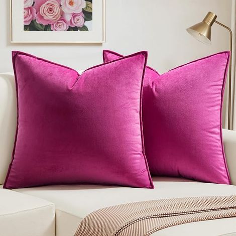 Housse de Coussin 50x50 Canapé Bordure Fushia (1/5)