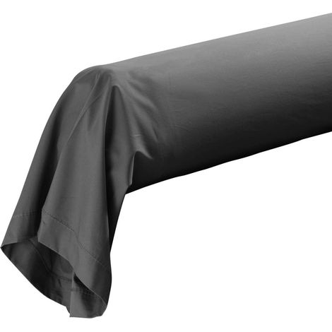 Taie de traversin percale de coton ORIGINE Gris anthracite 85x185 cm