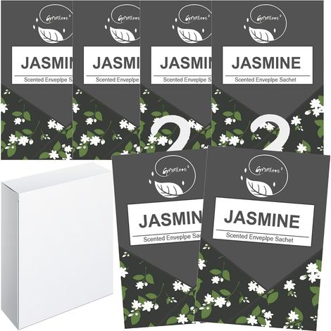 Pack of 6 Scented Wardrobe Sachets, Scented Wardrobe Smells Good Home, Lavender Sachets Cupboards, Car Fragrance, Home Room Fragrance, Deodoriser Clothes Wardrobe (Jasmine) (1/5)