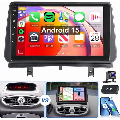 Pour RENAULT CLIO MK3 2005-2012 Carplay Android 15 Autoradio GPS WIFI 2+64G DAB CAM