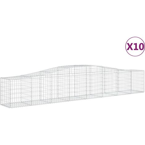 Paniers à gabions arqués 10 pcs  Mur en gabion 400x50x60/80 cm Fer galvanisé