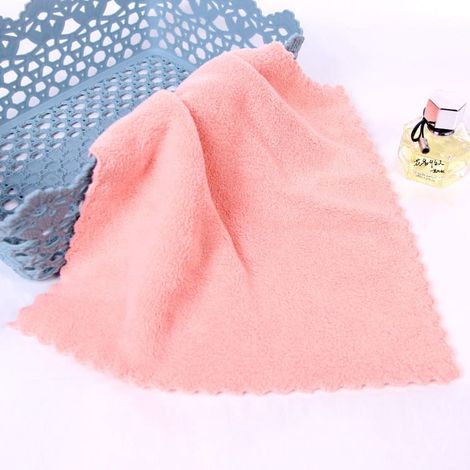 Serviette En Molleton Corail - 25 X 25 Cm - Pour Salle De Bain Douche Sport Visage - 1 Pièce (1/4)