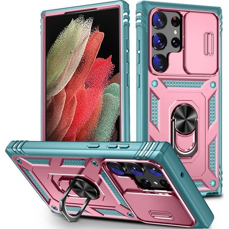Funda protectora para Samsung Galaxy S23 Ultra, CamShield Slide, rosa/verde (1/5)