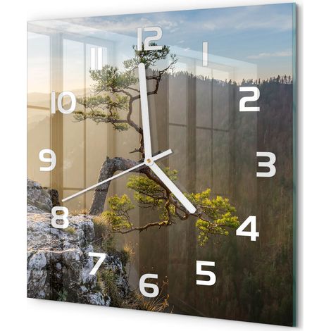 Horloge Murale Carrée Chambre Silencieuse en Verre Sans Tic-Tac Design Moderne Sokolica, Pieniny 30x30 cm (1/5)