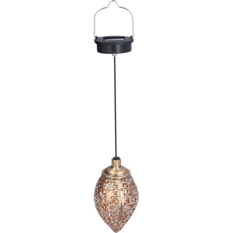 1.2V 0.5W Lampe solaire en fer forgé creux, projection goutte d'eau extérieure, lustre solaire étanche à la pluie (1/5)