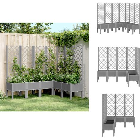 Jardinière avec treillis gris clair 160x120x142 cm PP - Jardinier Avec Trellis - Pot Plante Grimpante - Jardinerie Exterieur - Pot En Polypropylène - Jardinière Décorative (1/5)