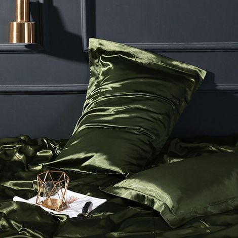 2 taies d'oreiller satin, 48 x 74 cm, douceur soyeuse, polyester haut de gamme, pour peau sensible et cheveux bouclés (1/2)