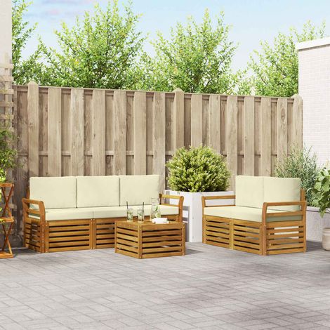Sofagarnituren 6 pcs Natur und Creme Massivholz Akazie (1/5)