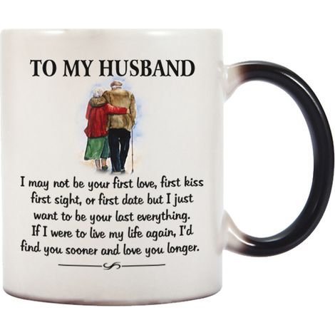 taza de café de cerámica, cambia de color con la temperatura, 350 ml, texto en inglés, regalo de San Valentín para el marido (1/5)