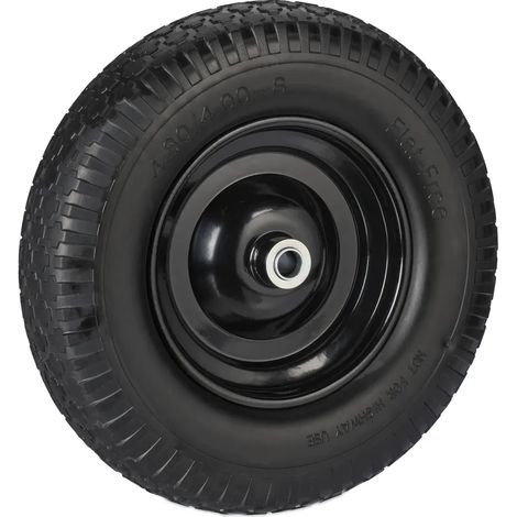 Roue de brouette 4.00-8, caoutchouc plein, jante en acier, roue de rechange, increvable, capacité de charge 100 kg, noire (1/5)
