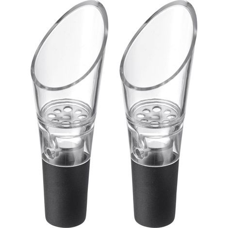 Set of 2 High Quality Wine Pourer Pourers with Aeration, Suitable for Many Wine Bottles, Good Seal, Plastic, Stainless Steel, Set of 2