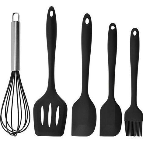 Ustensiles De Cuisine En Silicone - Résistants À La Chaleur Et Antiadhésifs - Pour Pâtisserie Et Cuisson Quotidienne - Lot De 5 Pièces (1/5)