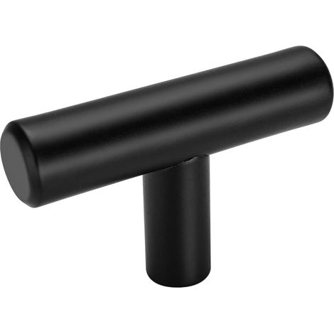 Sollbry Lot de 10 boutons et poignées d'armoire noirs à trou unique pour portes, tiroirs, poignées de meubles de chambre à coucher, longueur totale de 50 mm (1/4)
