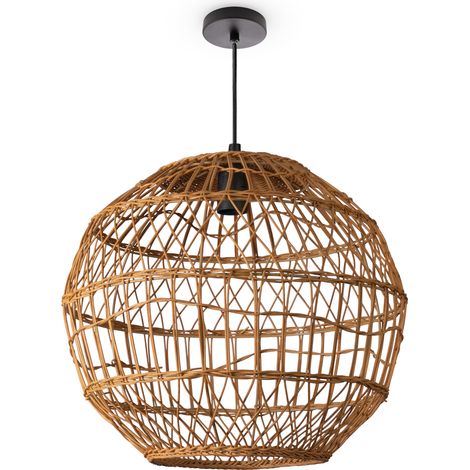 Paco Home Luminaria Suspensión Salón Bohemia Lámparas Cesta Lámpara Colgante Naturaleza (Ø40cm), Lámpara colgante - Tipo 6