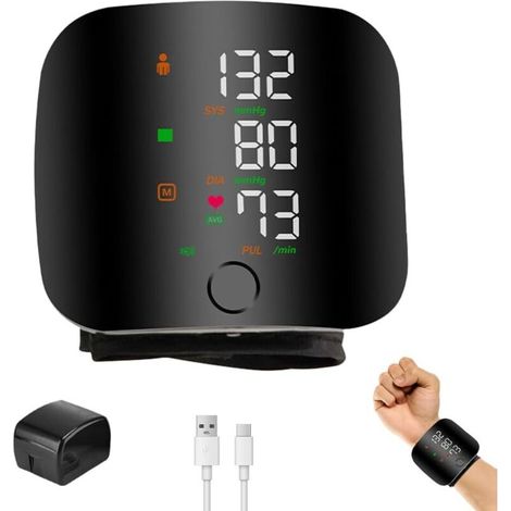 Automatisches und präzises Blutdruckmessgerät – Großes LCD-Display – Verstellbares Armband mit Speicherfunktion – Für Zuhause und unterwegs