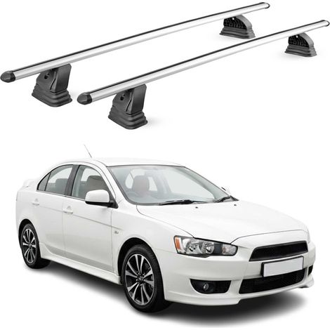 OMAC Barres de toit transversales en aluminium pour Mitsubishi Lancer 2008-2020 – TÜV / DIN 75302:2019 – Antivol inclus – Charge max 75 kg – 2 barres – Gris (1/5)