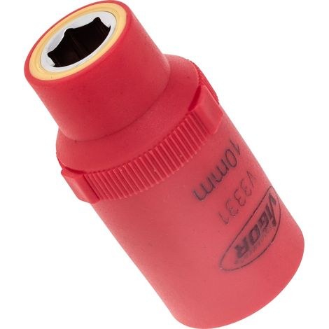 VIGOR VDE Steckschlüsseleinsatz, 1/2 (12,5 mm) Vierkant hohl, Außen Sechskant Profil, SW 10 mm (1/3)