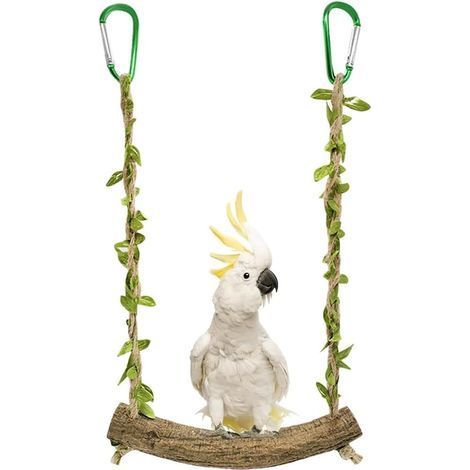 1 Balançoire,Perchoir,Bois Rotin,Corde 20cm,Barre 18cm,Cage Oiseau,Perruche Perroquet (1/5)