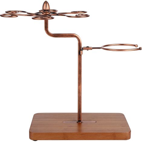 Égouttoir à verres à pied Support multifonction Bois et fer antique Capacité 6 verres Drainage rapide pour cuisine bar (1/5)
