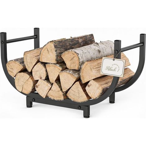 Rangement à Bois de Chauffage en Métal Porte-bûches pour Intérieur et Extérieur Étagère Design pour Cheminée, Jardin, Camping et Camping-car Montage Facile, Noir (1/5)