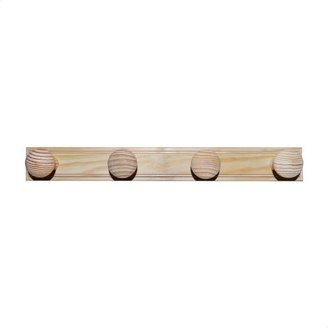 WELLHOME Colgador de madera de pino sin barniz - 4 pomos (48CM)