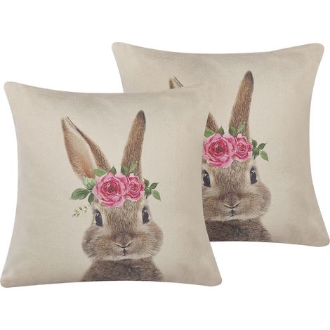Dekokissen 2er Set TULIPA 45 x 45 cm Taupe