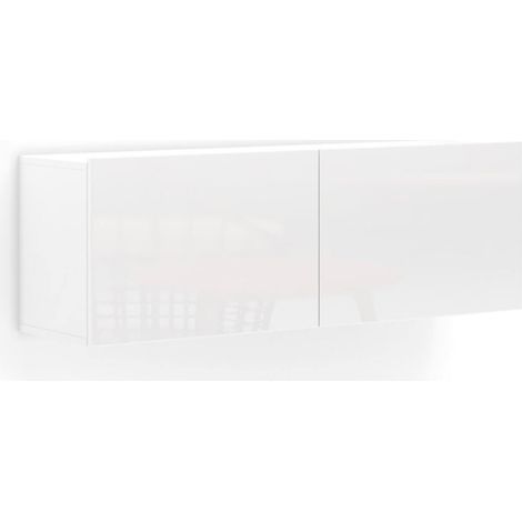 Mobile Pensile Ostrense, 2 Vani, Un'anta Made in Italy, 39x37h cm Bianco Lucido