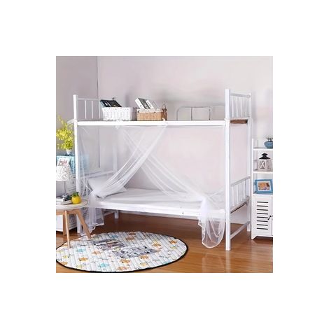 Moustiquaire et baldaquin pour lit simple de dortoir étudiant, anti-poussière à maille dense, lit superposé, Composition : 90 × 195 × 140 cm, Couleur : blanc (1/5)
