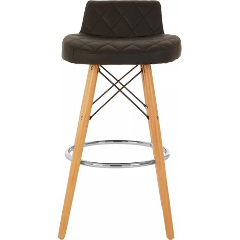 Interiors by Premier Black Leather Effect Seat Bar Stool, Comfortable Seating Faux Leather Bar Stool, Space-Saver Kitchen Stool (1/5)