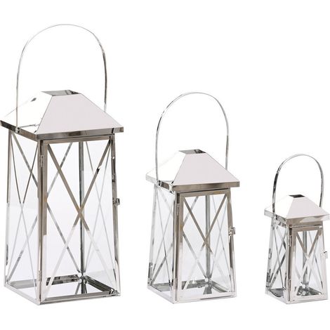 Farola Set 3 Acero Cristal 20X20X48 Asa Cromado (1/4)