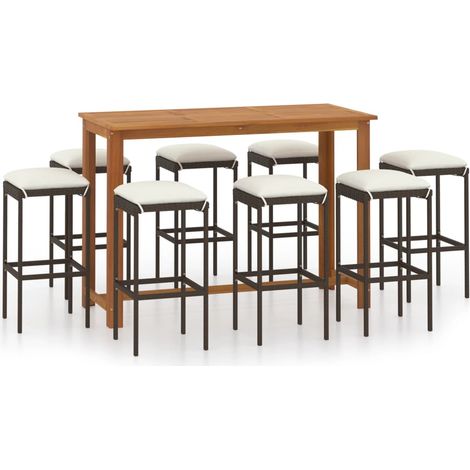 Maison Exclusive - 9-tlg. Gartenbar-Set mit Kissen Braun