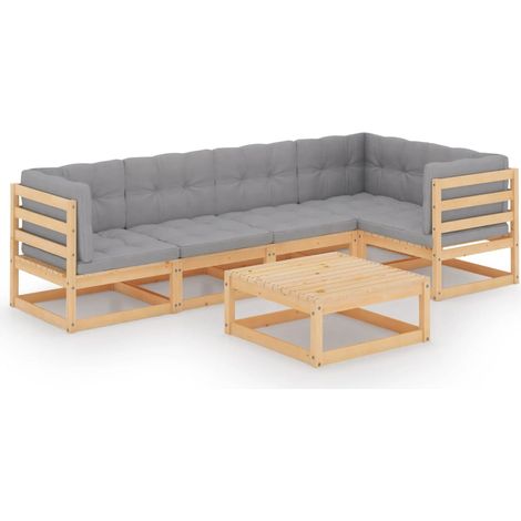 vidaXL 6-tlg. Garten-Lounge-Set mit Kissen Kiefer Massivholz
