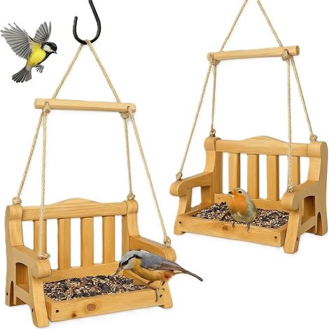 Mangiatoia a dondolo in cedro, stile tradizionale Regency, in legno massello intagliato a mano, rete metallica rustica, mangiatoia per uccelli da esterno, altalena per bambole BJD (1/5)