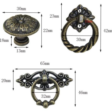 Poignée de tiroir rétro, bouton de porte vintage, meuble en bronze