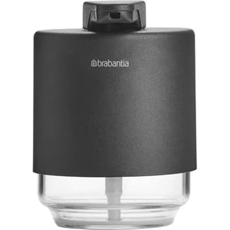 Brabantia - Mindset Portasapone - Meccanismo a Pompa Antigoccia - Facile da Ricaricare - Realizzato in Metallo e Vetro Resistenti alla Corrosione - Accessorio da Bagno - Infinite Grey - 200 ml (1/5)