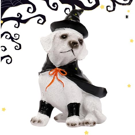Statue de chien - Sculptures de table d'Halloween, figurines de chien pour  Cette charmante statue de chien apporte une touche festive à votre décor, avec un design sur le thème d'Halloween qui (1/5)