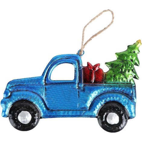 pendentif de Noël en tôle thermocollante, à suspendre dans la maison, le centre commercial ou la voiture (modèle de voiture aléatoire)-13.5x10cm-Blue (1/3)