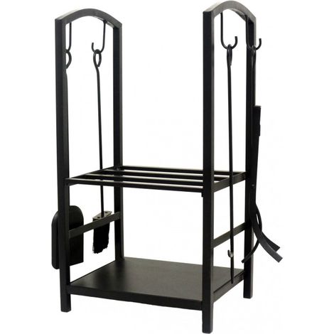 Range bûche avec serviteur 2 étages porte buche, étagère à bois