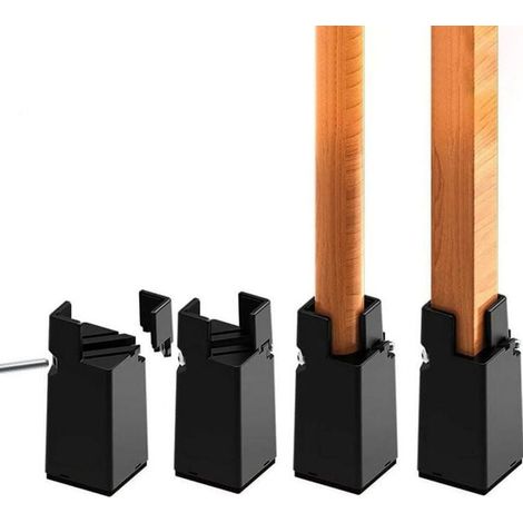 Rehausseur Pieds de Lit Reglable de 4 pouces, Rehausseurs de Meubles Robuste de 10cm, pour Épaisseur de Pied du Lit 0 à 1,5 pouces, Hauteur de Lit, Canapé, Bureau, Armoire (1/5)