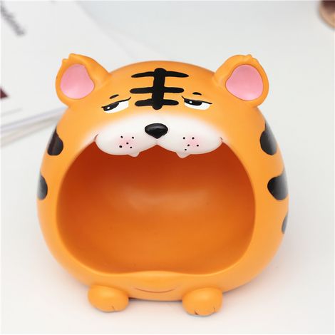 Boîte de rangement décorative en résine, adorable, sur le thème d'un tigre à la fois laid et mignon, pour le salon, jaune clair.