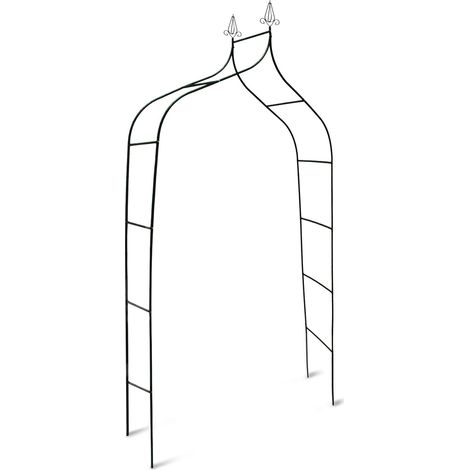 Arche à rosiers décorative vintage jardin support pour plantes grimpantes 200 x 150 x 30 cm en métal vert (1/5)