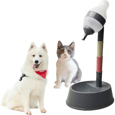 Distributeur Biberon d Eau pour Chien, Distributeur d'eau Debout pour Animal, Distributeur Auto De Bouteilles d'eau pour Chiens à Hauteur Réglable, pour Animaux De Compagnie(Gris foncé)