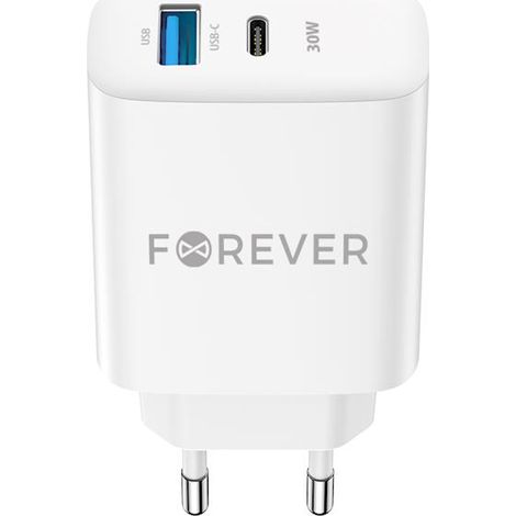 Forever TC-07-30AC PD QC Ladegerät 1x USB-C 1x USB 30W weiß (1/4)
